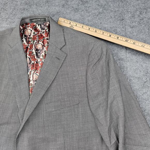 Indochino Blazer Mens 46 Gray Newbury Skull Lining Wool Jacket Timeless Classic - Picture 10 of 16